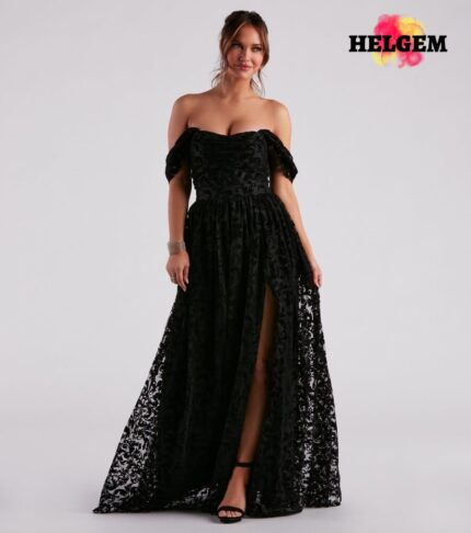 nyra-formal-flocked-velvet-a-line-dress-Helgem