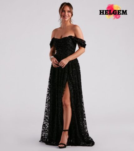 nyra-formal-flocked-velvet-a-line-dress-Helgem