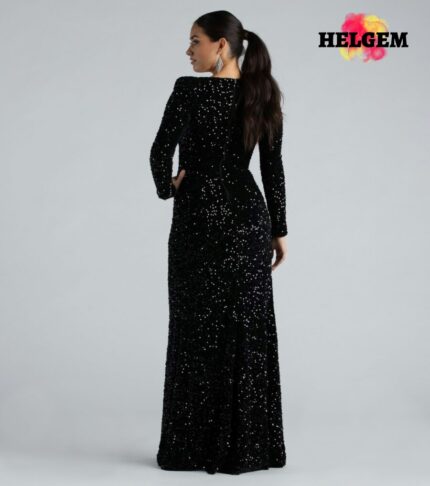 trina-formal-velvet-sequin-long-sleeve-a-line-dress-Helgem